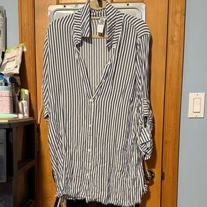 Tommy Bahama Blue and White Striped Shirt (Worn Once!)